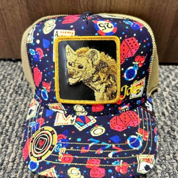 Goorin Farm Trucker Baseball Hat Poker Face Casino Joker Hyena LIMITED EDITION